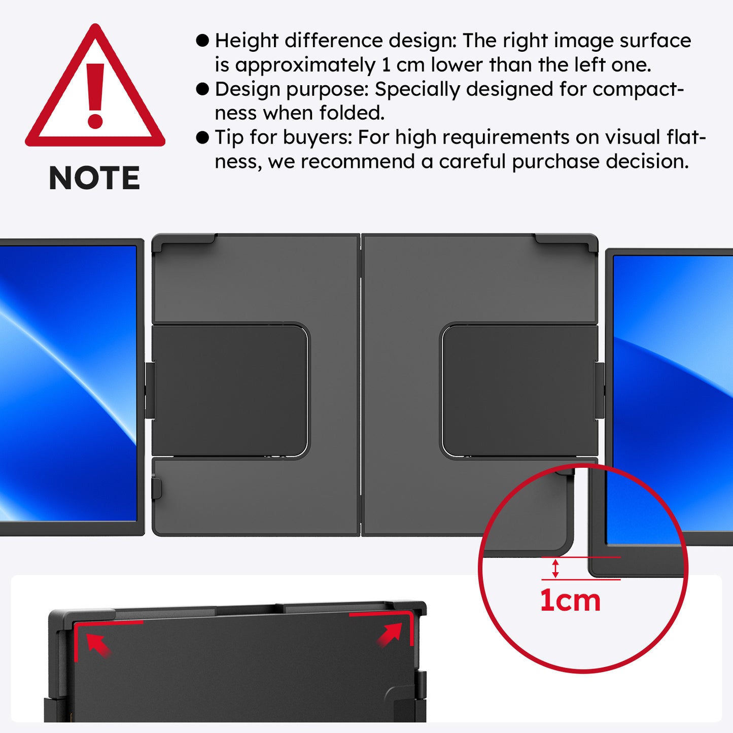 15.6 Inch 1920×1080 60Hz FHD Triple Portable Laptop Monitor Dual Screen Extender Portable IPS Display