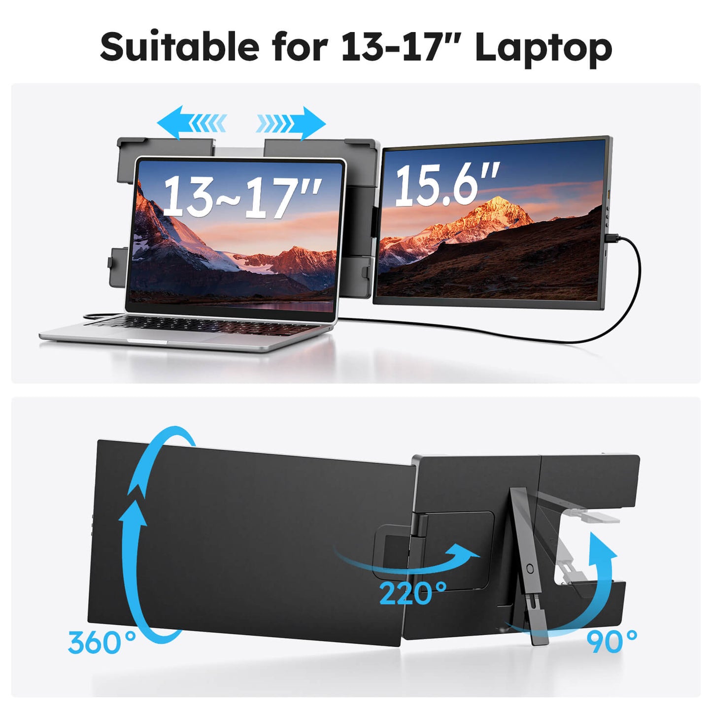 15.6 Inch FHD 1080P IPS Portable Dual Monitor for Laptop Plug and Play