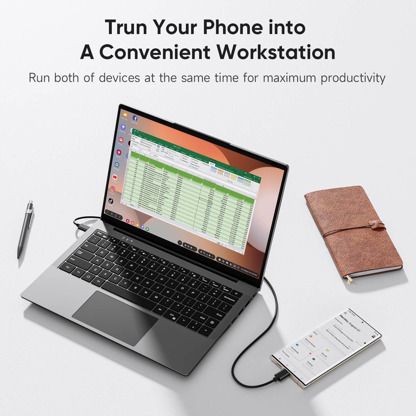 14.1 Inch Portable Monitor for Laptop Monitor 1200p HDR with Built-In Keyboard and Battery