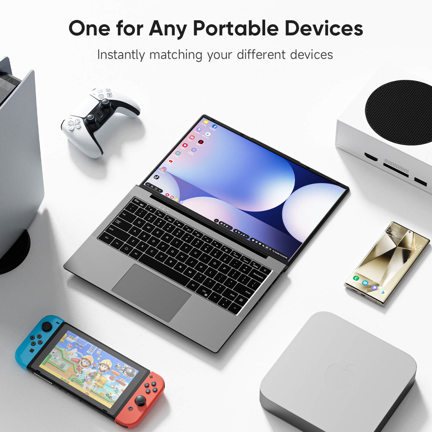 14.1 Inch Portable Monitor for Laptop Monitor 1200p HDR with Built-In Keyboard and Battery