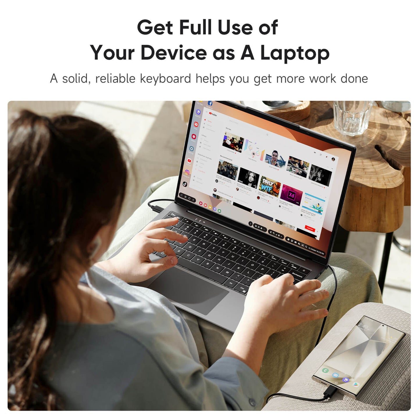 14.1 Inch Portable Monitor for Laptop Monitor 1200p HDR with Built-In Keyboard and Battery