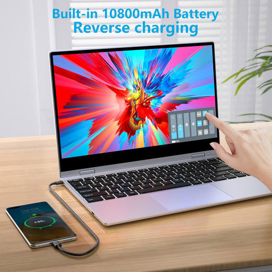 14.1-Inch 1080p Touchscreen Portable Laptop Monitor With 10800mah Battery And Keyboard