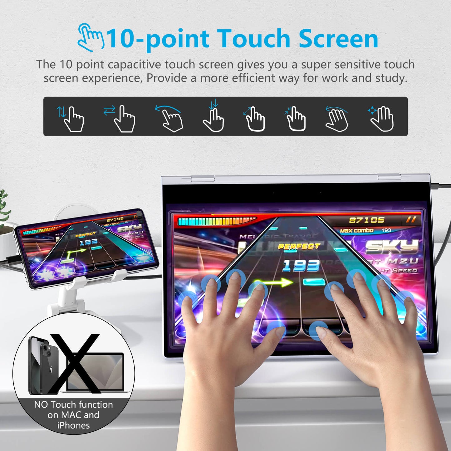 14.1-Inch 1080p Touchscreen Portable Laptop Monitor With 10800mah Battery And Keyboard