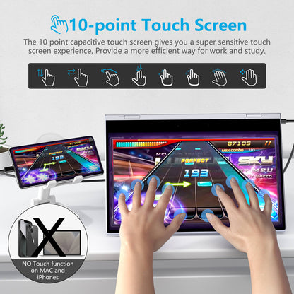 14.1-Inch 1080p Touchscreen Portable Laptop Monitor With 10800mah Battery And Keyboard