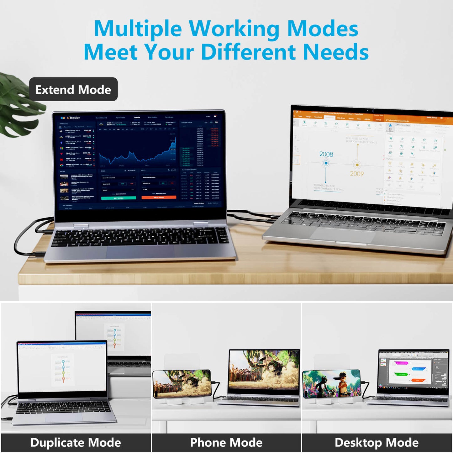 14.1-Inch 1080p Touchscreen Portable Laptop Monitor With 10800mah Battery And Keyboard