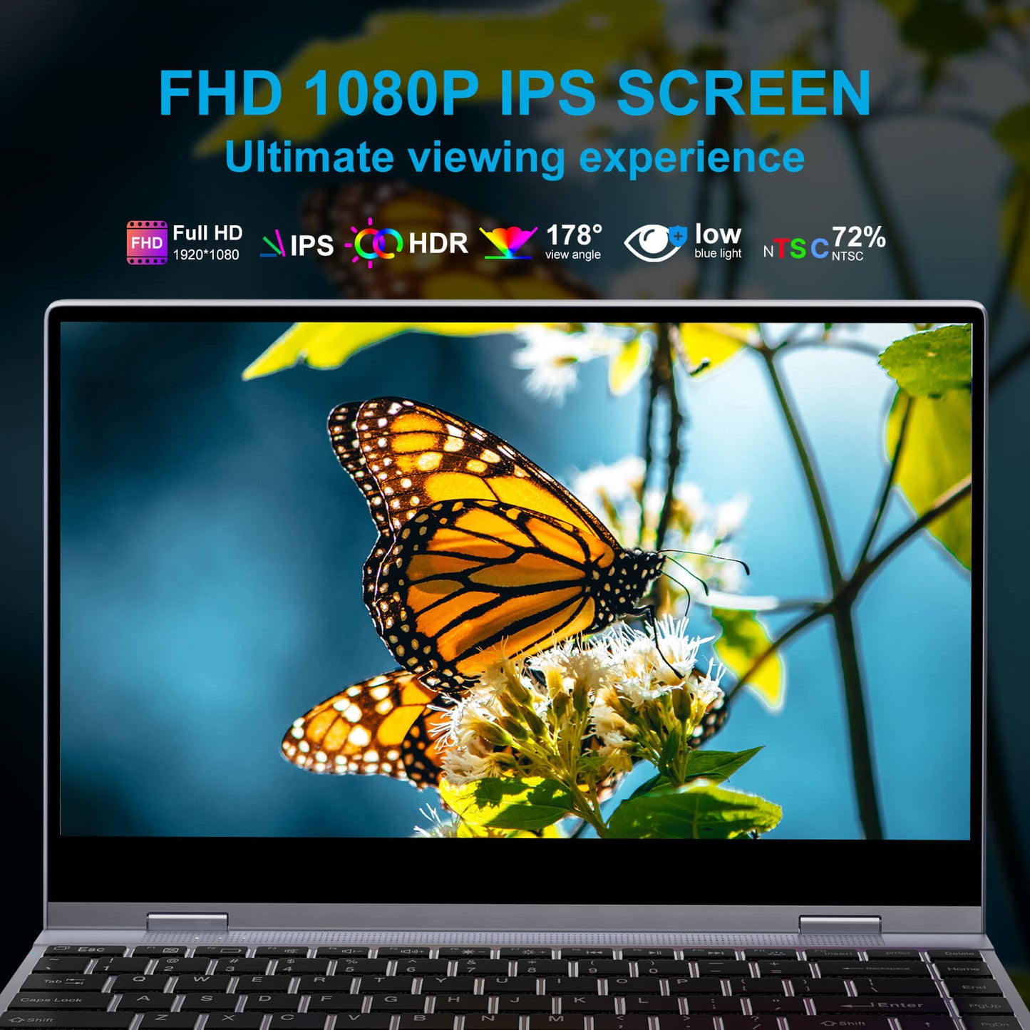 14.1-Inch 1080p Touchscreen Portable Laptop Monitor With 10800mah Battery And Keyboard