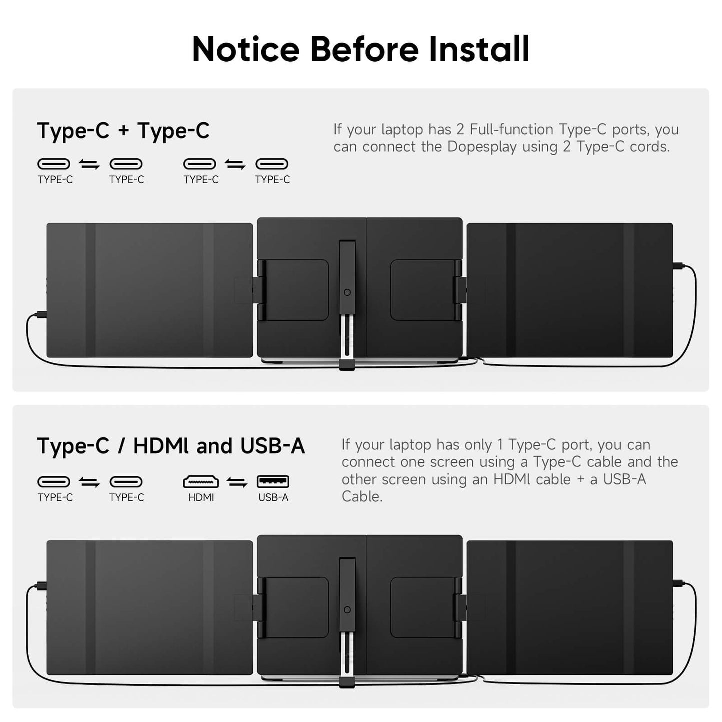 14.1 Inch Triple Portable Monitor for Laptop Full HD Display for Work and Travel