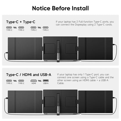 14.1 Inch Triple Portable Monitor for Laptop Full HD Display for Work and Travel