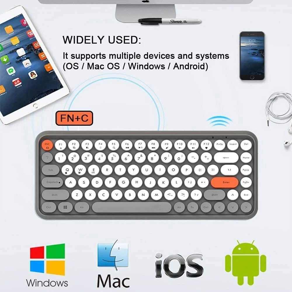 Mini Punk Bluetooth Wireless Keyboard 84 Key